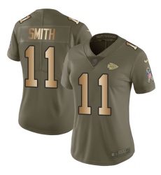 Women's Nike Kansas City Chiefs #11 Alex Smith Limited Olive/Gold 2017 Salute to Service NFL Jersey