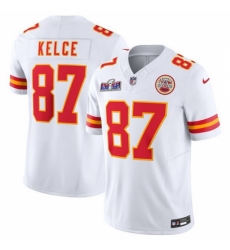Youth Kansas City Chiefs #87 Travis Kelce White 2023 F U S E Vapor Untouchable Limited Stitched 2024 Super Bowl LVIII Jersey