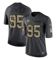Youth Nike Kansas City Chiefs #95 Chris Jones Limited Black 2016 Salute to Service NFL Jersey