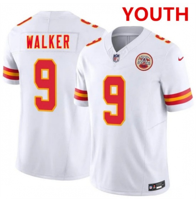 Youth Kansas city chiefs #9 kenneth walker iii white 2026 f.u.s.e. vapor untouchable limited stitched football jersey