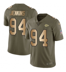 Youth Nike Kansas City Chiefs #94 Jarvis Jenkins Limited Olive/Gold 2017 Salute to Service NFL Jersey