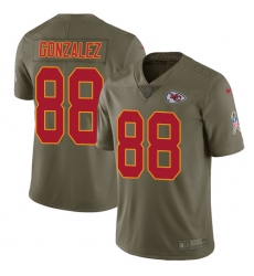 Men's Nike Kansas City Chiefs #88 Tony Gonzalez Limited Olive 2017 Salute to Service NFL Jersey