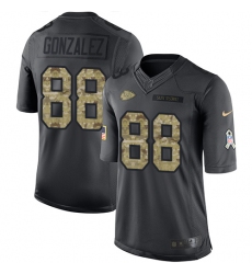Youth Nike Kansas City Chiefs #88 Tony Gonzalez Limited Black 2016 Salute to Service NFL Jersey