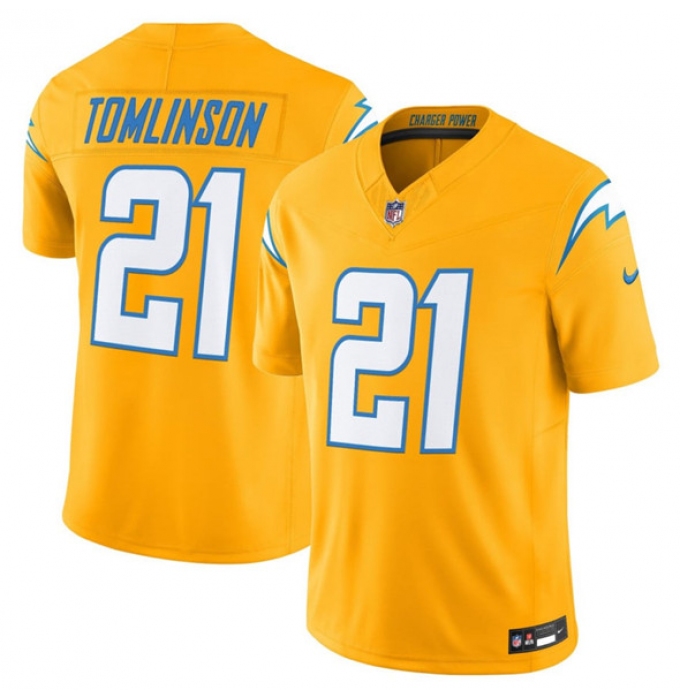 Men's Los Angeles Chargers #21 LaDainian Tomlinson Gold 2025 F.U.S.E. Alternate Vapor Limited Football Stitched JerseyMen's Los Angeles Chargers #21 LaDain